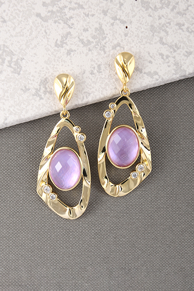 Doublet Dangle Earring In Faceted Glass Gemstone