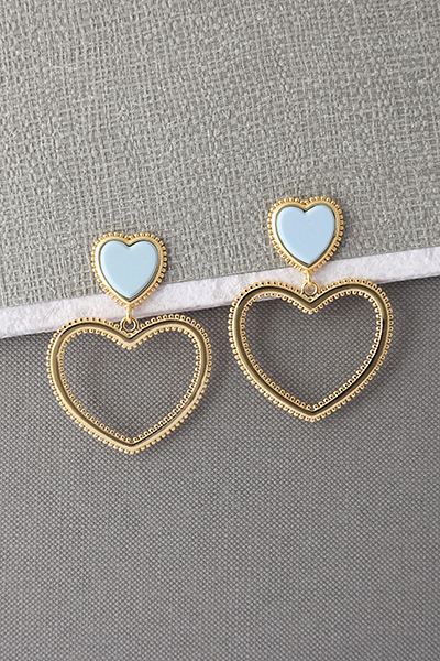 Open Heart Wave Drop Earring Lab Turquoise Stud