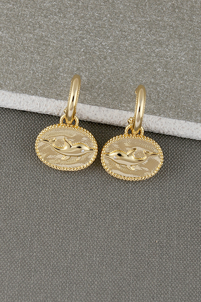 Charm Reversible Hoop Earring 18K Gold Plate