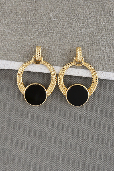 Open Woven Oval Drop Earring In Black Onyx Gemston