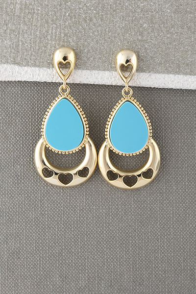 Teardrop Dangle Earring In Lab Turquoise