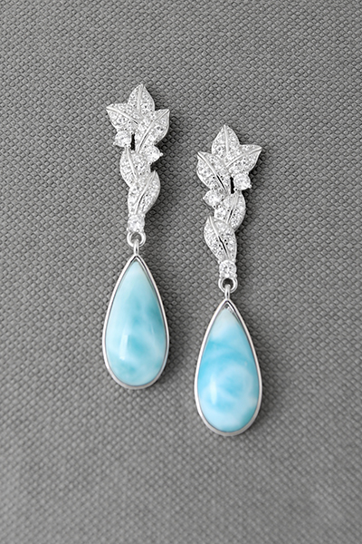 Sparkling Larimar Silver Hook Earring