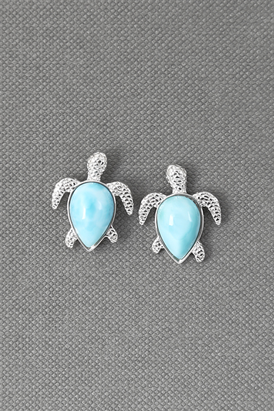 Lovely Baby Turtle Larimar Stud Earrings