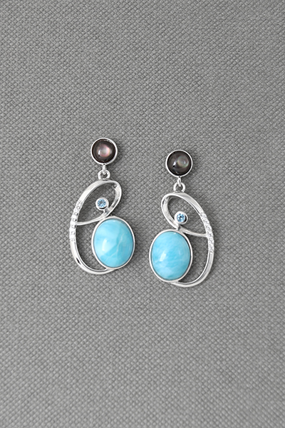 Exquisite Larimar Silver Dangle Earring