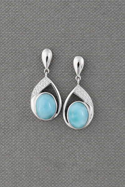 Short Drop Larimar Silver Dangle Earring