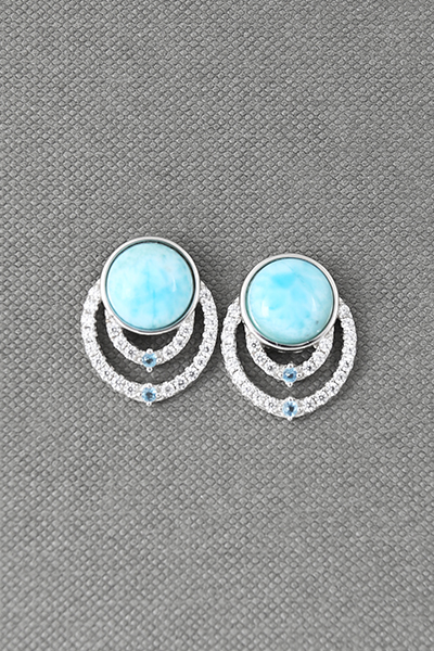 Concentric Circles Larimar Stud Earring