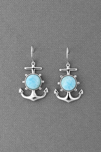 'Anchor' Larimar Silver Dangle Earring