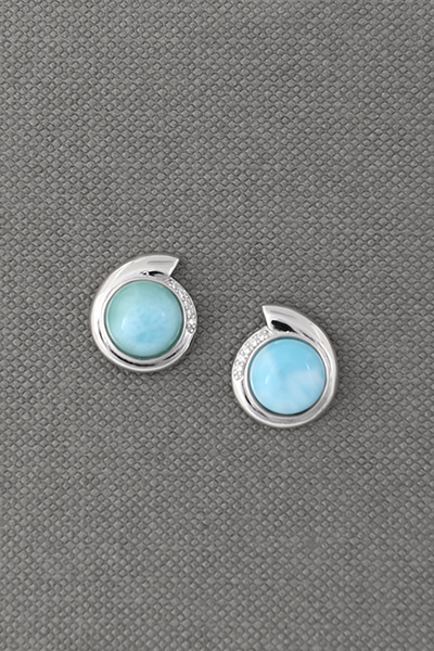 Exquisite Larimar Silver Stud