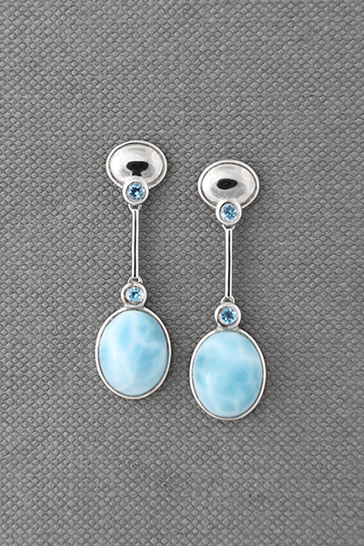 Pendulum Design Larimar Silver Earring