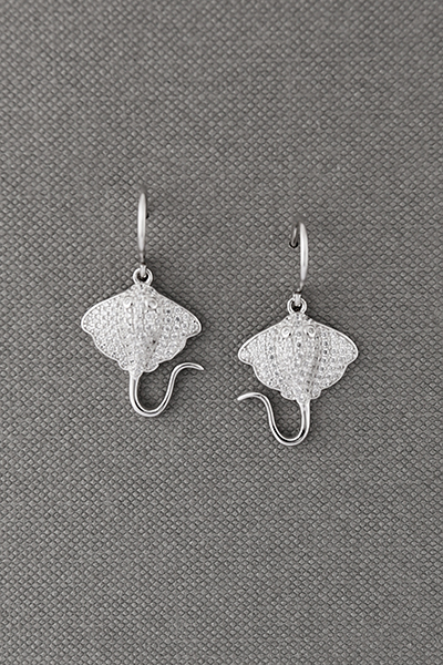 Stingrey CZ Silver Hook Earrings