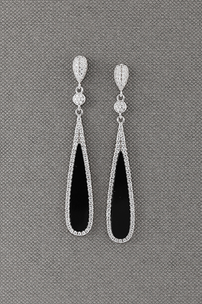 Lapis Long Teardrop Silver Earrings