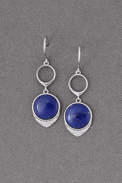 Vibrant Lapis Silver Hook Earring