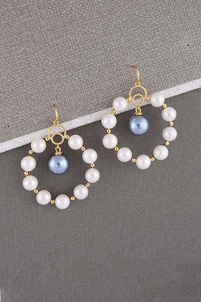 Rocky Shell Pearl Bead Dangle Earring