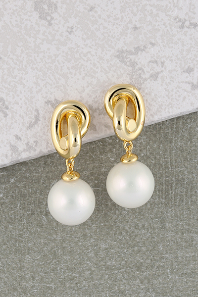 Shell Pearl Dangle Earring 18K Gold Plate