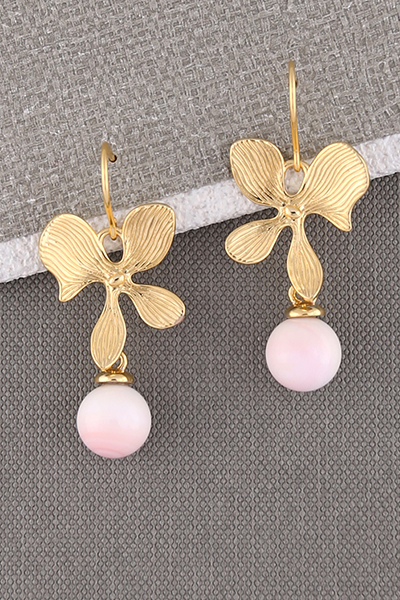 Orchid Dangle Earring Conch Shell Bead Drops