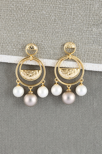 Shell Pearls Double Round Beadrops Earring