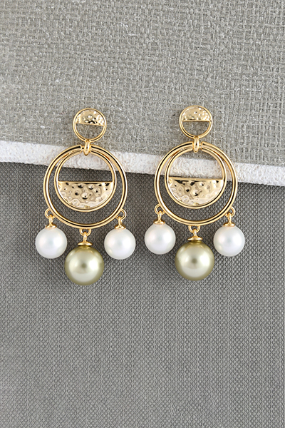 Shell Pearl Double Round Beadops Earring