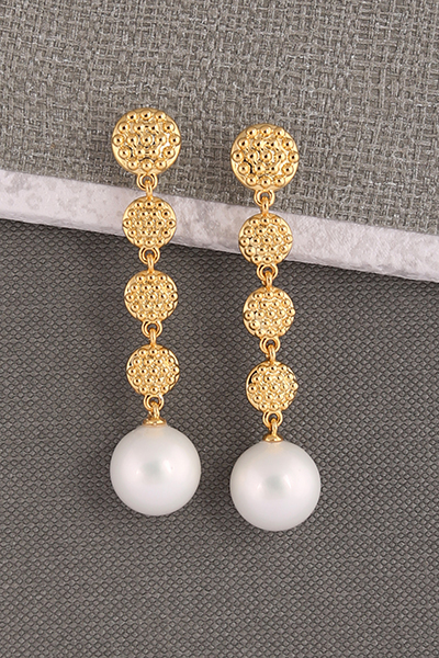 Shell Pearl Beads Linear Dangle Earring