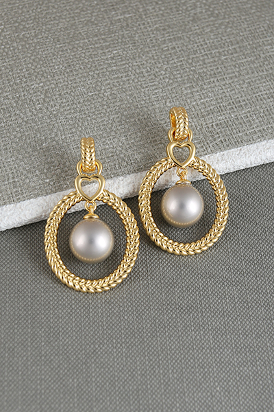 Shell Pearl Open-Oval Dangle Earring