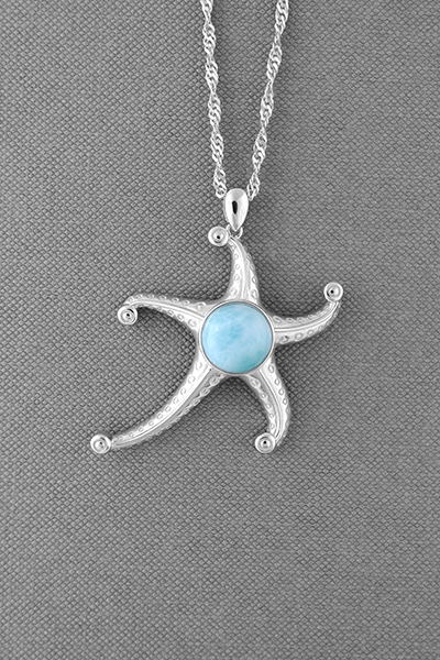 Starfish Larimar Silver Pendant