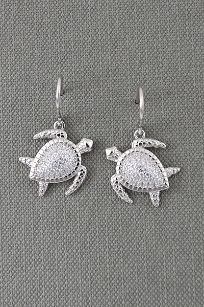 Exquisite Turtle CZ-Paved Dangle Earring