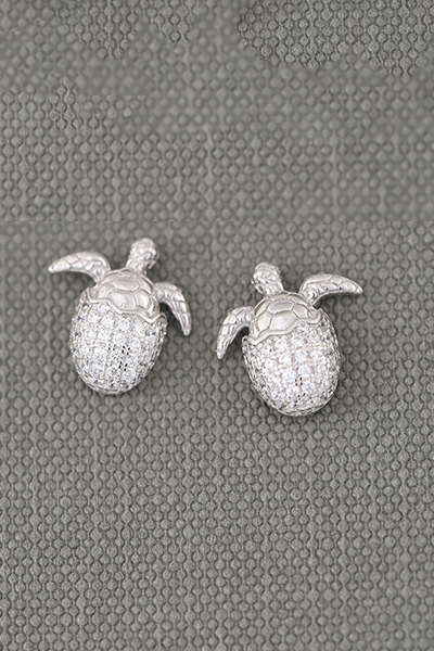 Baby turtle Silver CZ Stud