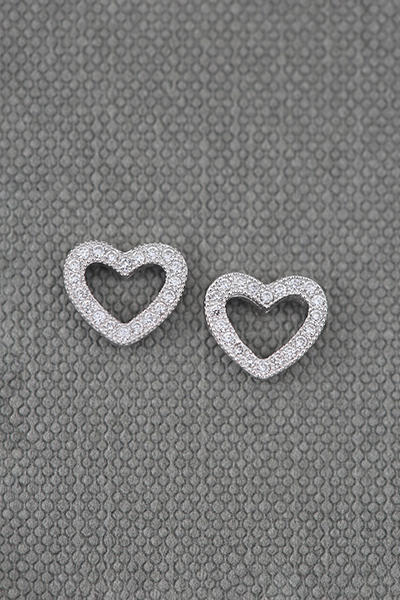 Open Heart CZ Silver Stud