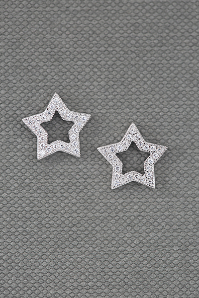 Open Star CZ Silver Stud