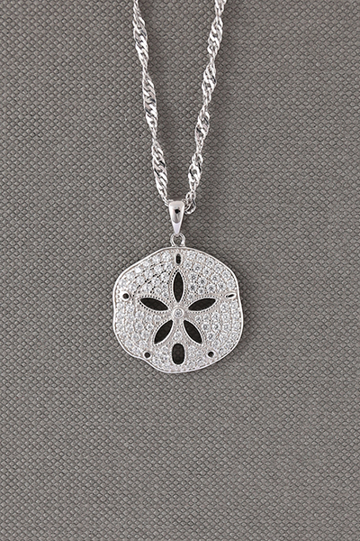 Sandollar CZ-Paved Silver Pendant