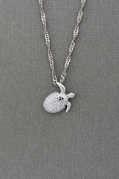 Baby turtle Silver CZ Pendant