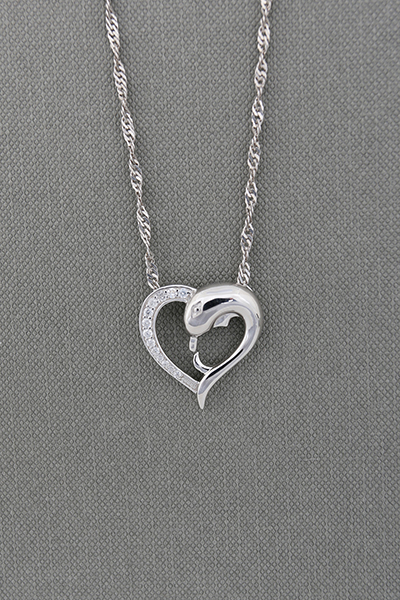 Love Heart CZ Decorated Silver Pendant I