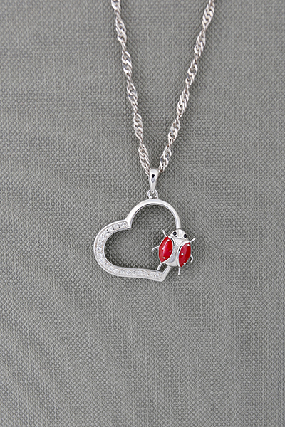 Love Heart CZ Decorated Silver Pendant II