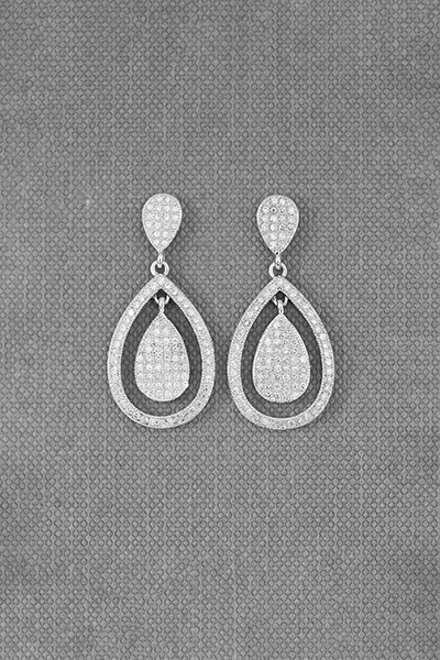 Teardrop CZ Silver Dangle Earring