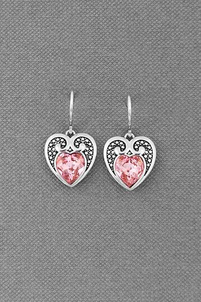 Heart Dangled Earring In Swarovski Crystal