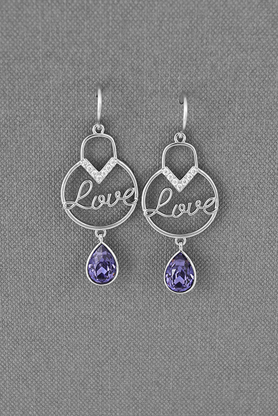 Wired 'Love' Swarovski Crystal Dangle Earring