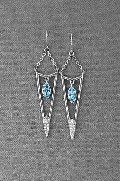 Long Dangle Earrings In Swarovski Crystal