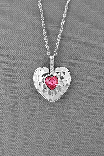 Swarovski Hammered Texture Heart Pendant Necklace