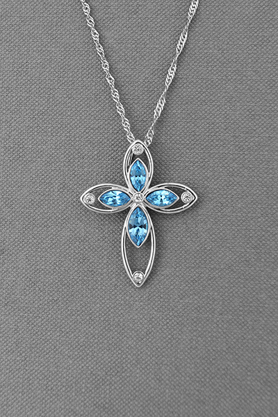 Open Cross Swarovski Crystal Pendant And Chain