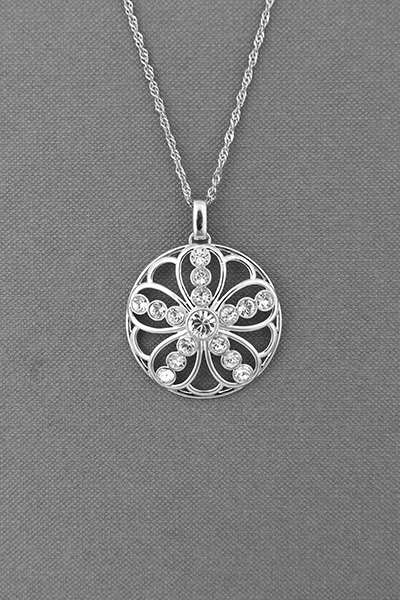 Floral Design Swarovski Pendant Necklace Chain