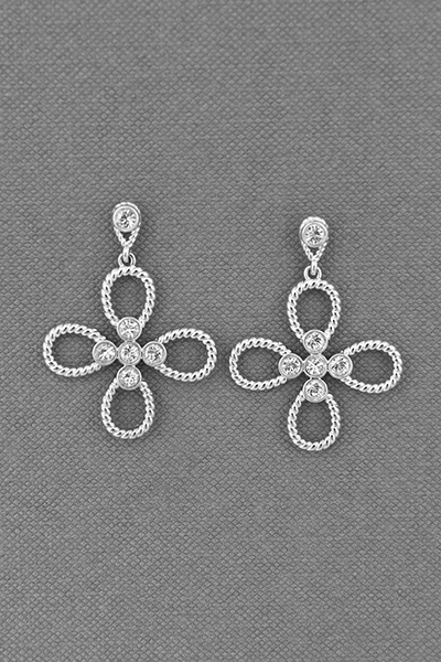 Quartrefoil Rope-Wired Swarovski Dangle Earring