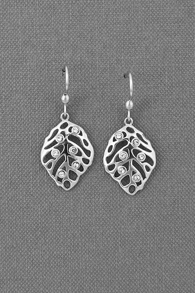 Leaf Filigree Dangle Earring In Swarovski Crystal