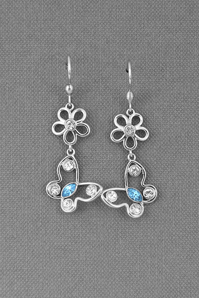 Flower-Butterfly Designed Double Drops Earring