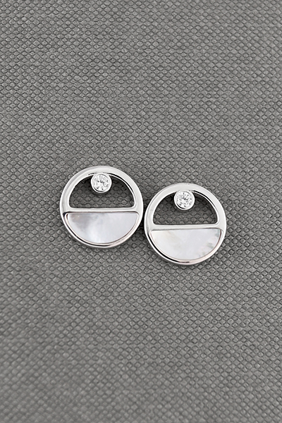 Dainty Silver White MOP Stud Earring