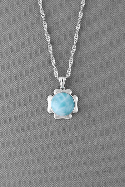 Dainty Larimar Silver Pendant