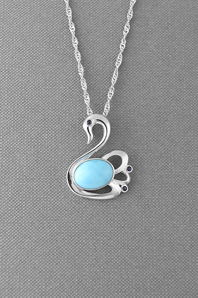 'Swan' Larimar Silver Pendant