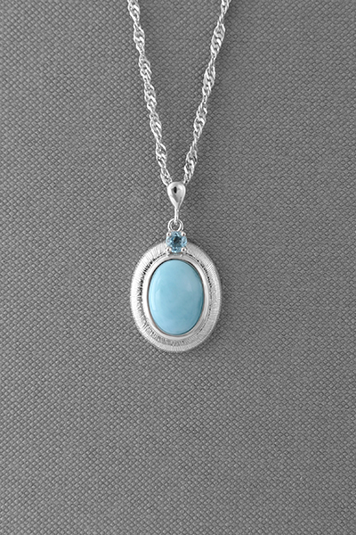 Vintage Matted Edge Larimar Pendant