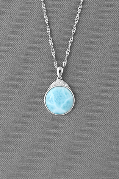 Gorgeous Larimar Silver Pendant Chain