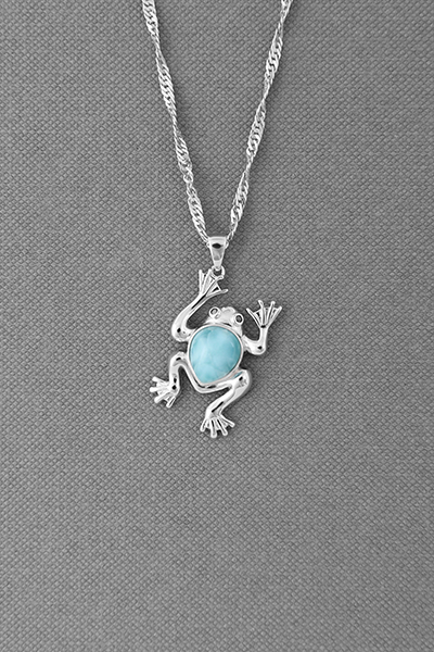 Vivid Frog Silver Larimar Pendant