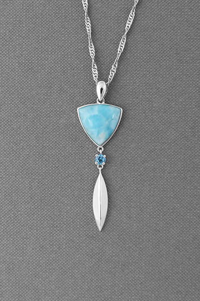 'Y' Type Larimar Silver Pendant Chain