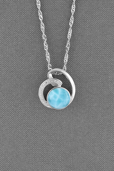 Gorgeous Larimar Silver Pendant Chain